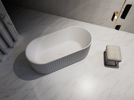 Artemus Fluted Matte White Freestanding Bath - 1700mm