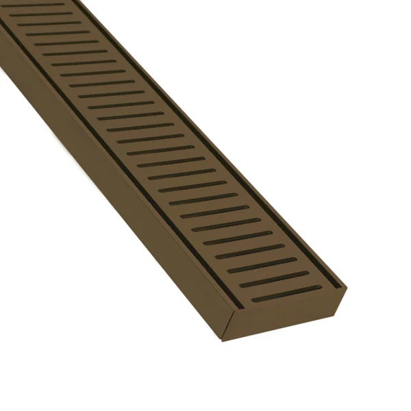 Aluminium Slimline Shower Grate Drain 300-3000x100x21mm – Antique Brass – detail view