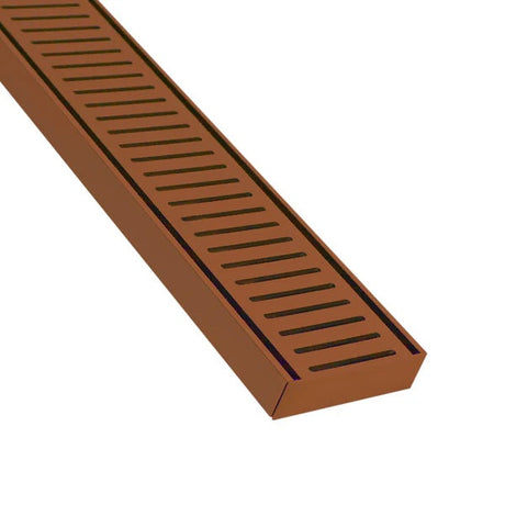 Aluminium Slimline Shower Grate Drain 300-3000x100x21mm – Brush Copper – detail view