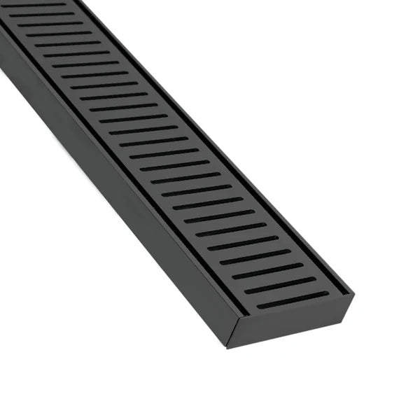 Aluminium Slimline Shower Grate Drain 300-3000x100x21mm – Matte Black – view 4