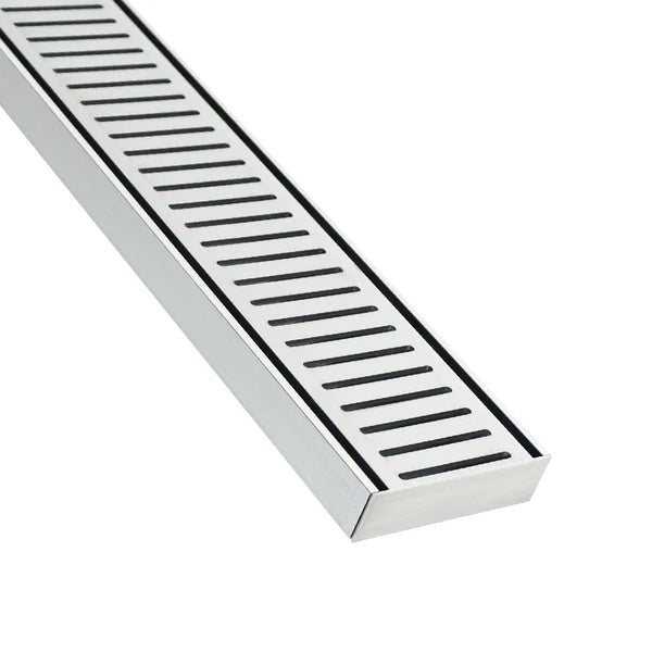 Aluminium Slimline Shower Grate Drain 300-3000x100x21mm – Chrome – view 4