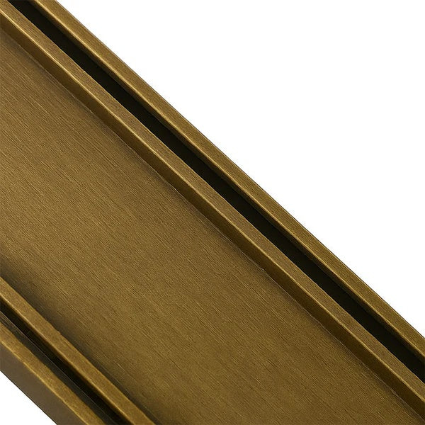 Aluminium Slimline Tile Insert Shower Drain 300-3000x100x21mm – Antique Brass – detail view