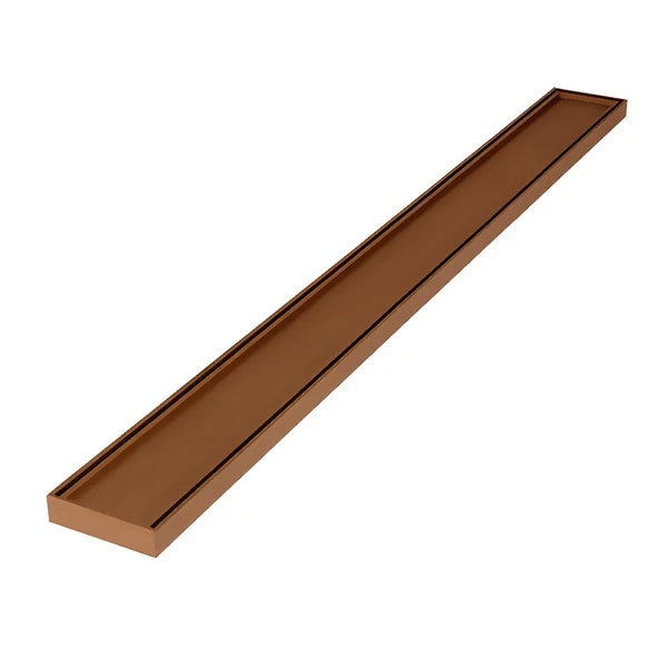 Aluminium Slimline Tile Insert Shower Drain 300-3000x100x21mm – Brush Copper