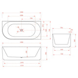 Avalon V-Groove Fluted Right-Hand Corner Matte Black Freestanding Bath - 1500mm – detail view