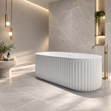 Artemus Fluted Matte White Freestanding Bath - 1500mm