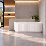 Artemus Fluted Right Hand Corner Matte White Freestanding Bath - 1500mm