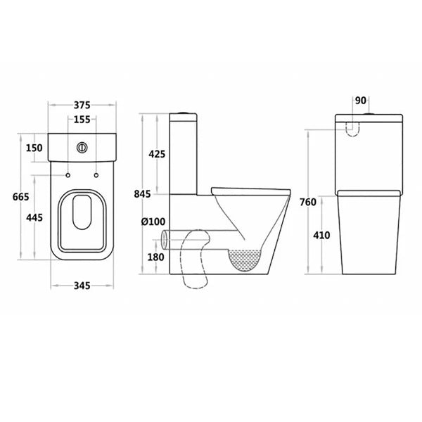 Aura Back To Wall Rimless Toilet Suite – Gloss White – view 4