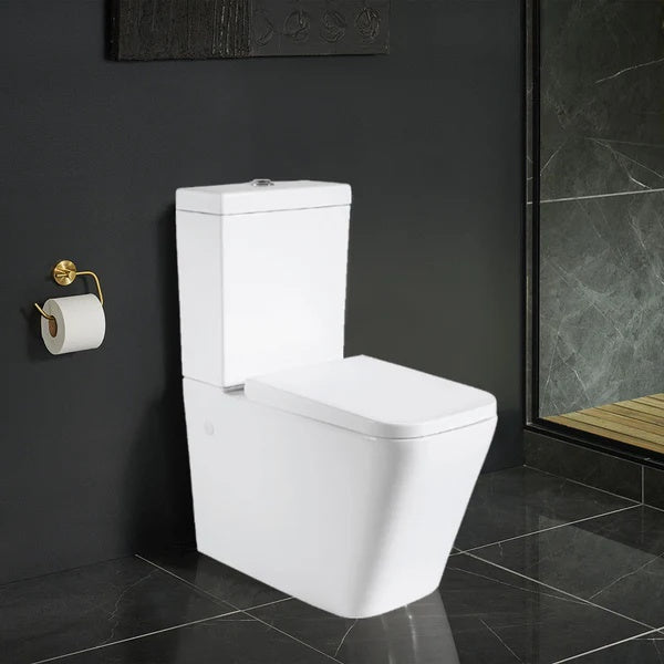 Aura Back To Wall Rimless Toilet Suite – Gloss White – detail view