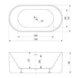 Avalon V-Groove Fluted Round Matte White Freestanding Bath - 1500mm – view 6