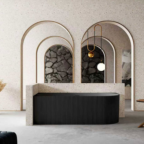 Avalon V-Groove Fluted Left-Hand Corner Matte Black Freestanding Bath - 1700mm