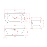 Avalon V-Groove Fluted Right-Hand Corner Matte Black Freestanding Bath - 1700mm – detail view