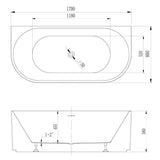 Avalon V-Groove Fluted Back-To-Wall Matte White Freestanding Bath - 1700mm – view 5