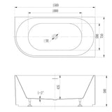 Avalon V-Groove Fluted Right-Hand Corner Matte White Freestanding Bath - 1500mm – view 5