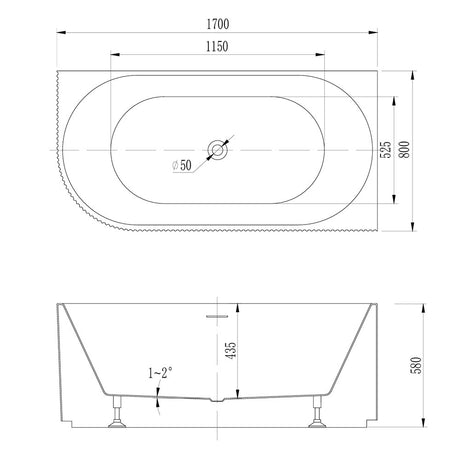 Avalon V-Groove Fluted Right-Hand Corner Matte White Freestanding Bath - 1700mm – view 5