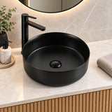 360mm Round Matte Black Above Counter Basin - 360x360x120mm