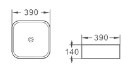BA390 – 390x390x140mm Above Countertop Basin – alternate view
