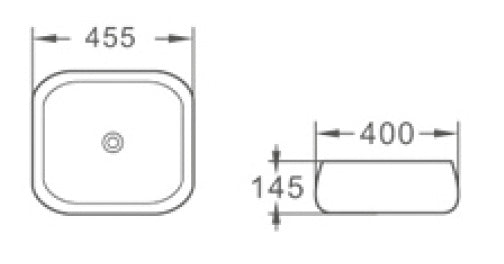 BA450 – 455x400x145mm Above Countertop Basin – alternate view