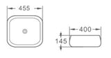 BA450 – 455x400x145mm Above Countertop Basin – alternate view