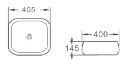 BA450 – 455x400x145mm Above Countertop Basin – alternate view