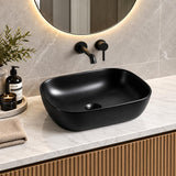 455mm Rectangular Matte Black Above Counter Basin 455x325x135mm