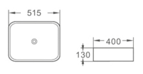 BA515 – 515x400x130mm Above Countertop Basin – alternate view