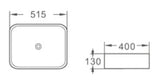 BA515 – 515x400x130mm Above Countertop Basin – alternate view