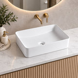 535mm Rectangular Gloss White Above Counter Basin - 535x375x130mm