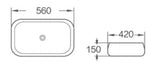 BA560 – 560x420x150mm Above Countertop Basin – alternate view
