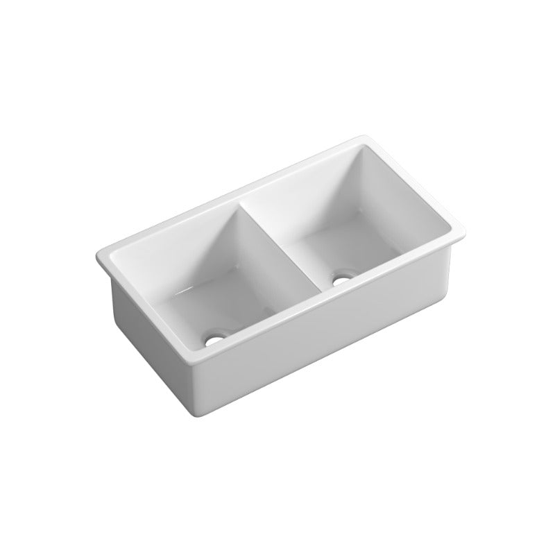 813x483x254mm Undermount Fireclay Butler Double Bowl Kitchen Sink