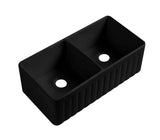 835x508x254mm Matte Black Fireclay Butler Double Bowl Kitchen Sink