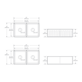 835x508x254mm Matte Black Fireclay Butler Double Bowl Kitchen Sink – alternate view