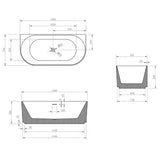 Avalon V-Groove Fluted Back-To-Wall Matte Black Freestanding Bath - 1500mm – view 5