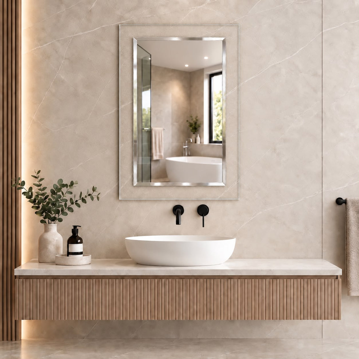 Rectangular Clear Glass Framed Mirror - 600x750mm
