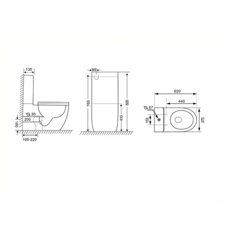 Cera Rimless Back to Wall Toilet Suite – Gloss White – alternate view