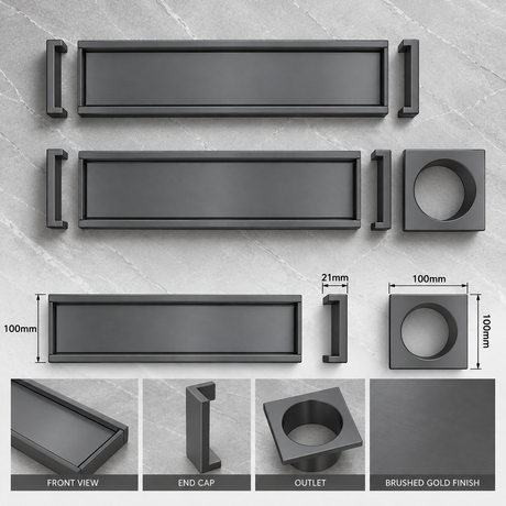 Aluminium Tile Insert Shower Drain – Gun Metal