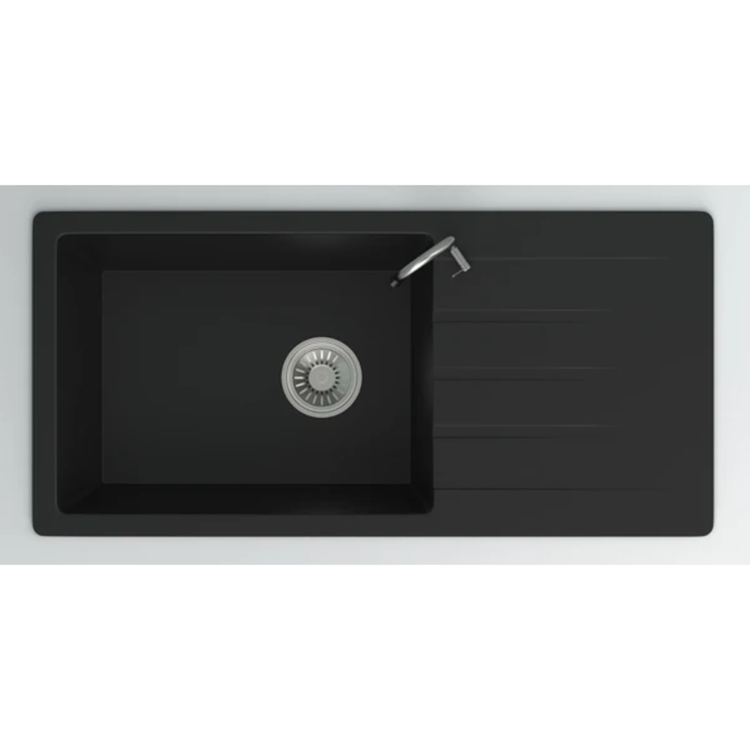 Granite Single Bowl Drainer Kitchen Sink D1000-BK – ISTONE – view 4