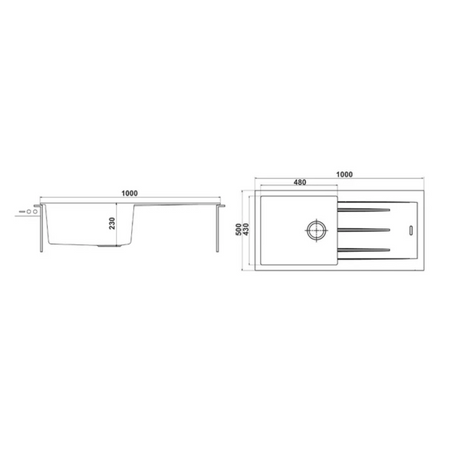 Granite Single Bowl Drainer Kitchen Sink D1000-BK – ISTONE – view 8