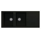 Granite Double Bowl Drainer Kitchen Sink D1160-BK – ISTONE – detail view