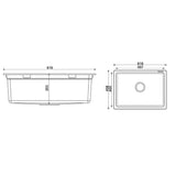610mm Single Bowl White Granite Sink - 610 x 458 x 203mm