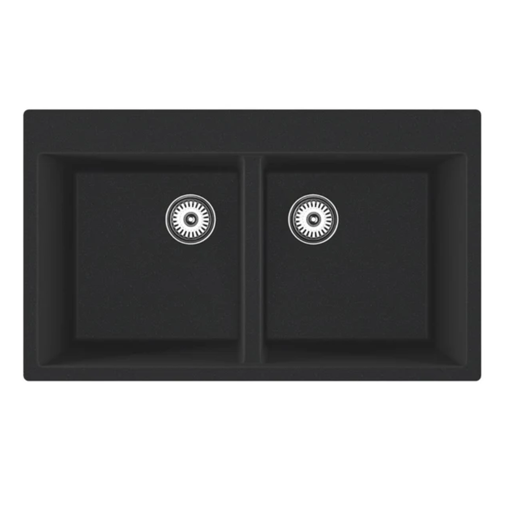 Granite Double Bowl Kitchen Sink D861-BK – ISTONE – detail view