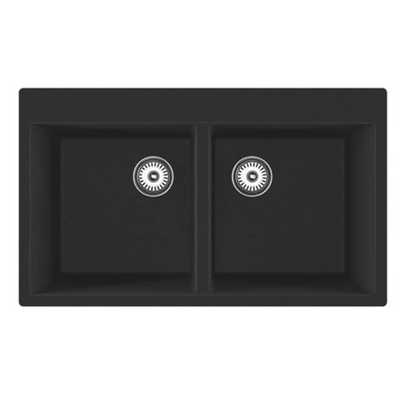 Granite Double Bowl Kitchen Sink D861-BK – ISTONE – detail view