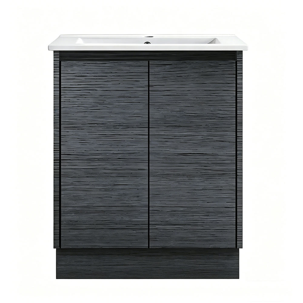 DM600-KB - 600x460x880mm Dark Oak MDF Kickboard Vanity with Ceramic Basin