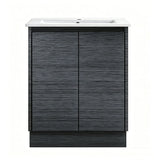 DM600-KB - 600x460x880mm Dark Oak MDF Kickboard Vanity with Ceramic Basin