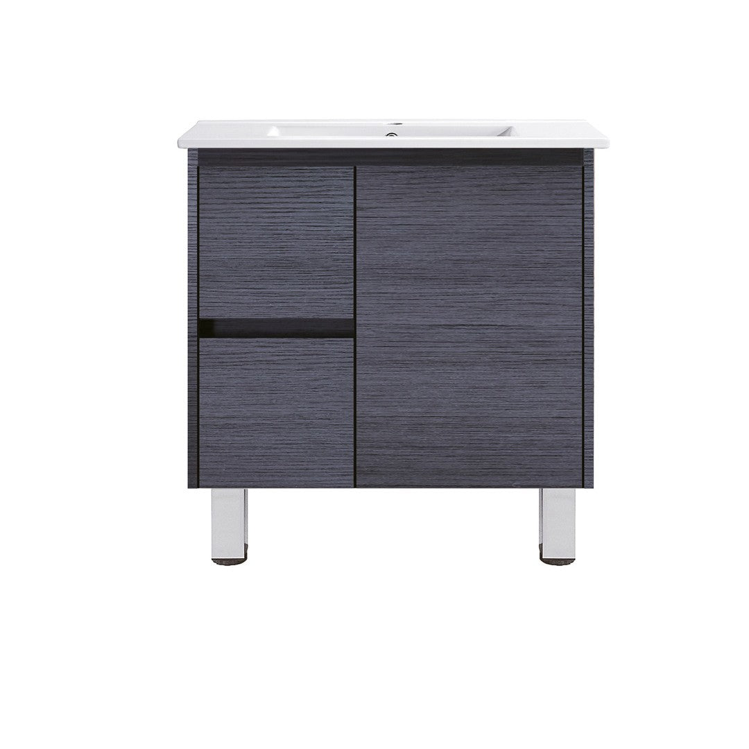 DM750L - 750x460x875mm Veneer Vanity with Ceramic Basin