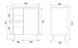 DM750L - 750x460x875mm Veneer Vanity with Ceramic Basin – alternate view