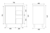 DM750R - 750x460x875mm Veneer Vanity with Ceramic Basin – alternate view