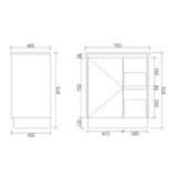 DM750R-KB - 750x460x880mm Dark Oak MDF Kickboard Vanity with Ceramic Basin – alternate view