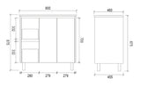 DM900L - 900x460x875mm Veneer Vanity with Ceramic Basin – alternate view