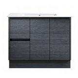 DM900L-KB - 900x460x880mm Dark Oak MDF Kickboard Vanity with Ceramic Basin