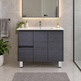 Georgia 900mm Dark Oak Vanity Left Hand Drawers on Legs - 900x460x875mm